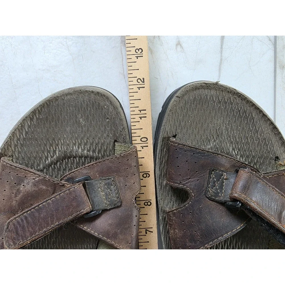 Vtg Frye Leather Fisherman Sandals Brown Adjustable Hook Loop Mens 10.5 Est